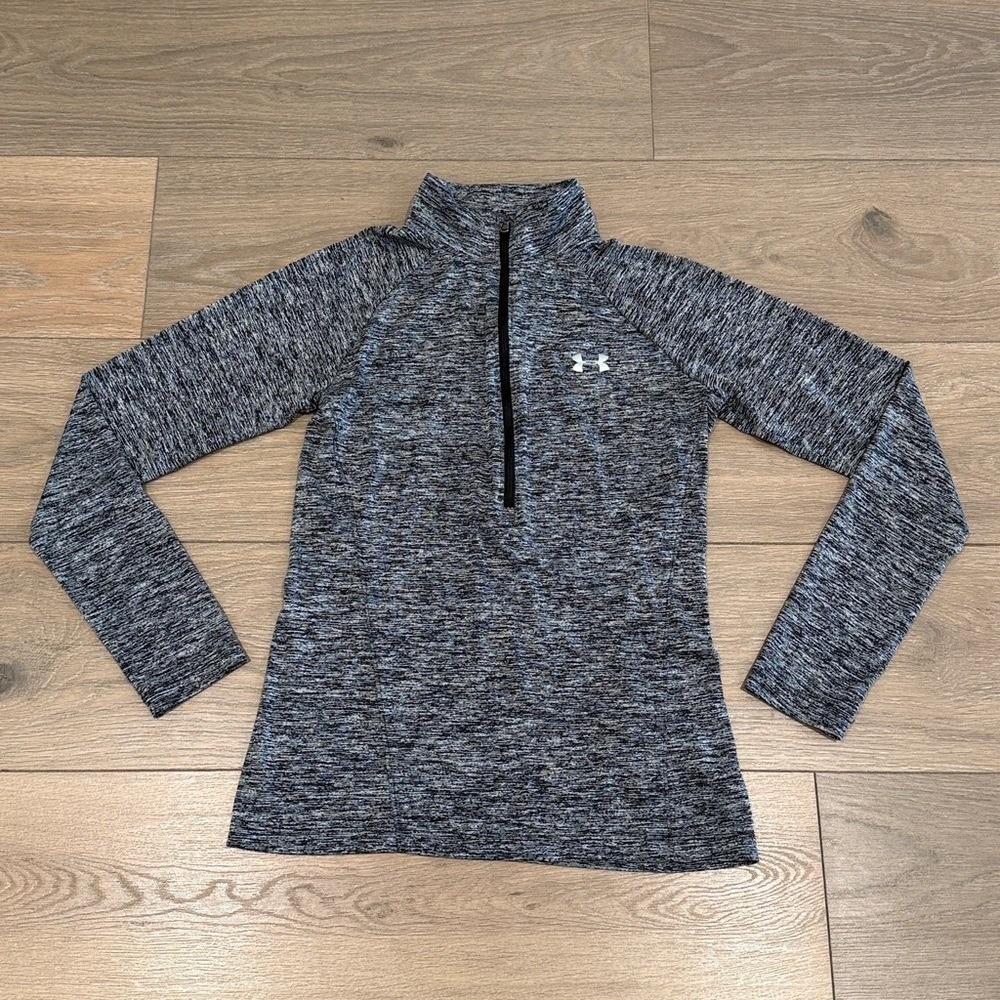 UNDER ARMOUR Black Gray 1/2 Zip HeatGear Loose Long Sleeve Active Pullover‎ XS